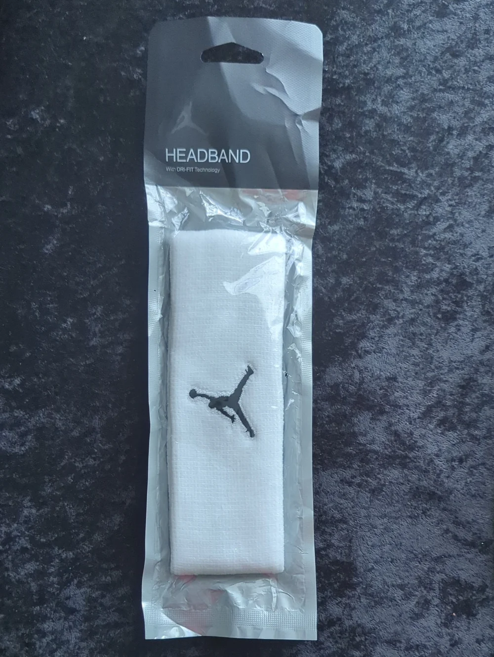 White Jumpman Headband with Black Logo